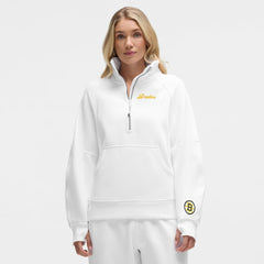 NHL White|White Boston Bruins lululemon Women's Long Scuba Oversized Half-Zip Funnel Neck