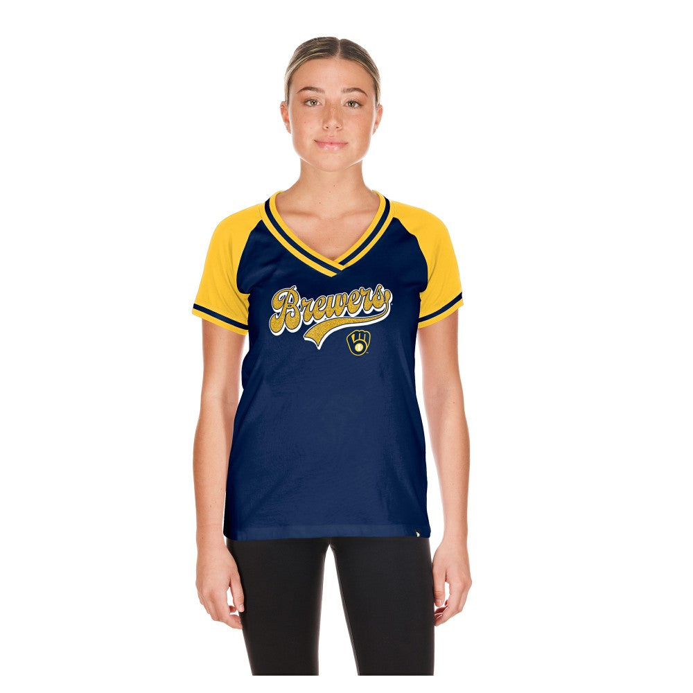 MLB Milwaukee Brewers New Era Women's Gameday V-Neck T-Shirt