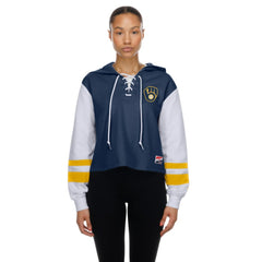 MLB Milwaukee Brewers New Era Women's Boxy Lace-Up Hoodie