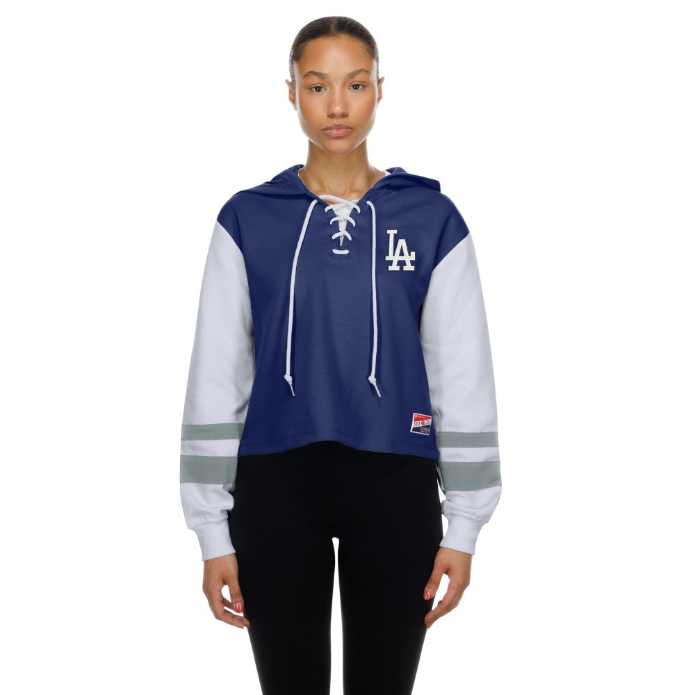 MLB Los Angeles Dodgers New Era Women's Boxy Lace-Up Hoodie