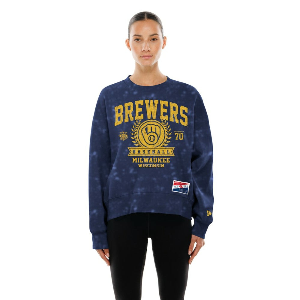 MLB Milwaukee Brewers New Era Women's Throwback Oversized Boxy Sweatshirt