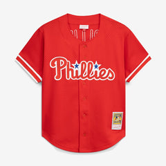 MLB Jimmy Rollins Philadelphia Phillies Mitchell & Ness Cooperstown Mesh Batting Practice Button-Up Jersey