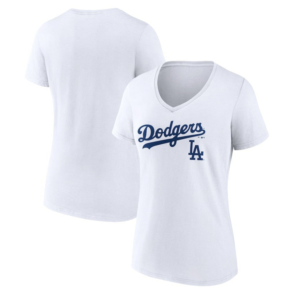 MLB Los Angeles Dodgers Women's Team Lockup V-Neck T-Shirt