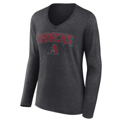 MLB Arizona Diamondbacks Women's Team Lockup Long Sleeve V-Neck T-Shirt