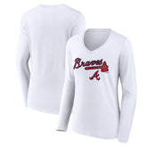 MLB Atlanta Braves Women's Team Lockup Long Sleeve V-Neck T-Shirt