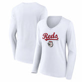 MLB Cincinnati Reds Women's Team Lockup Long Sleeve V-Neck T-Shirt