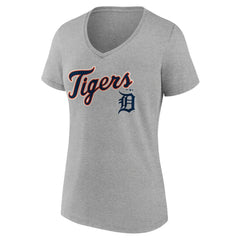 MLB Detroit Tigers Women's Team Lockup V-Neck T-Shirt