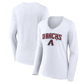 MLB Arizona Diamondbacks Women's Team Lockup Long Sleeve V-Neck T-Shirt