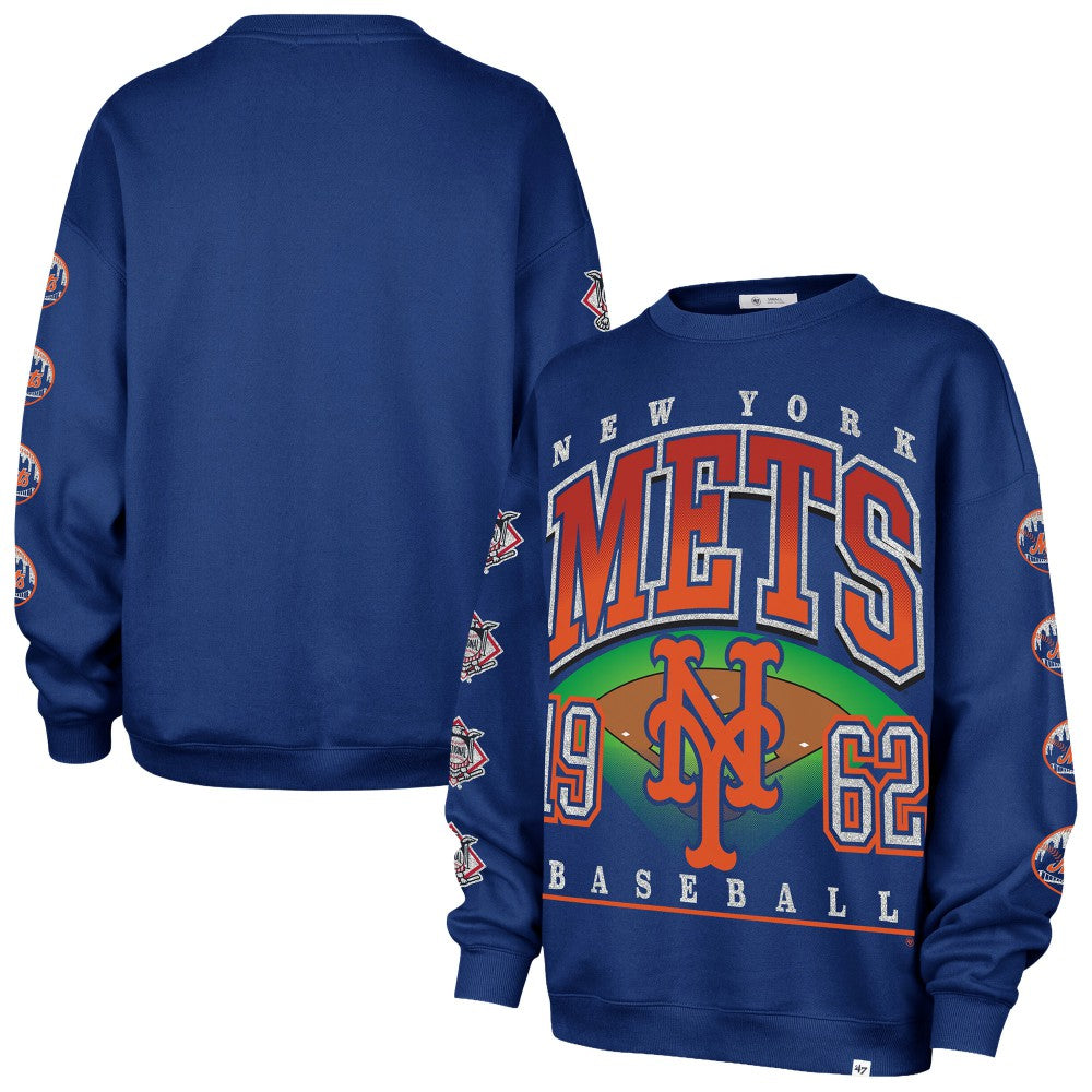 MLB New York Mets '47 Women's Trendy Team Go Big Oversized Sweatshirt