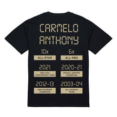 NBA Carmelo Anthony Denver Nuggets Male Adult Black NBA ULTIMATE PLAYER GOLD TEE shop