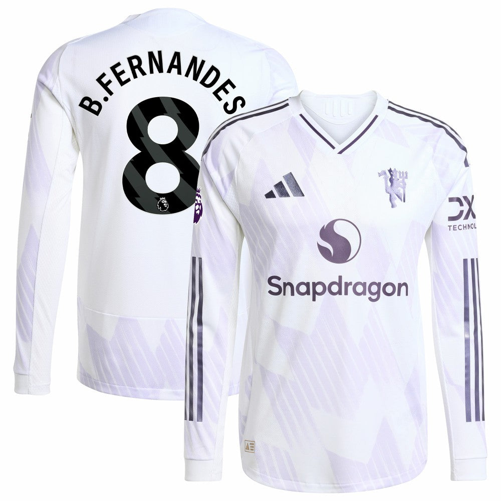 Bruno Fernandes Manchester United 2025/26 Away Long Sleeve Player Jersey - Adidas White