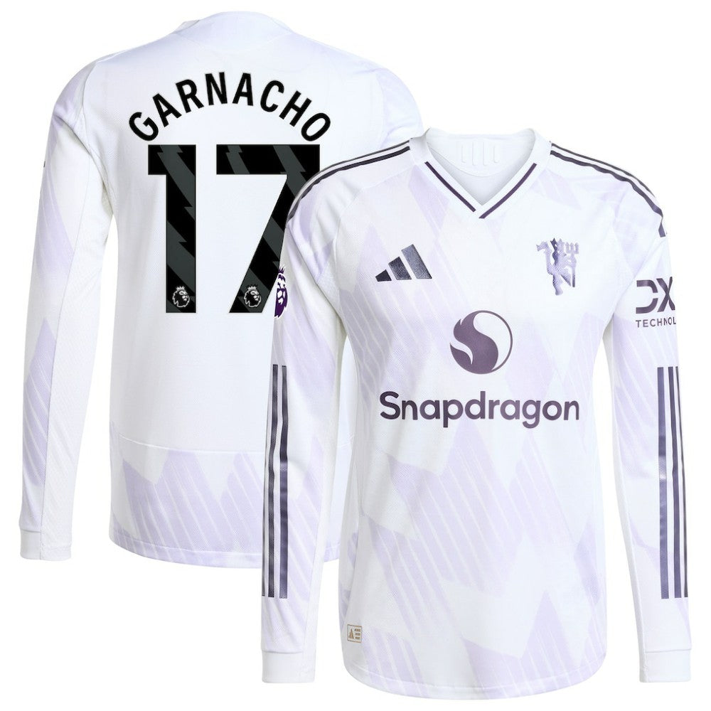 Alejandro Garnacho Manchester United 2025/26 Away Long Sleeve Player Jersey - Adidas White