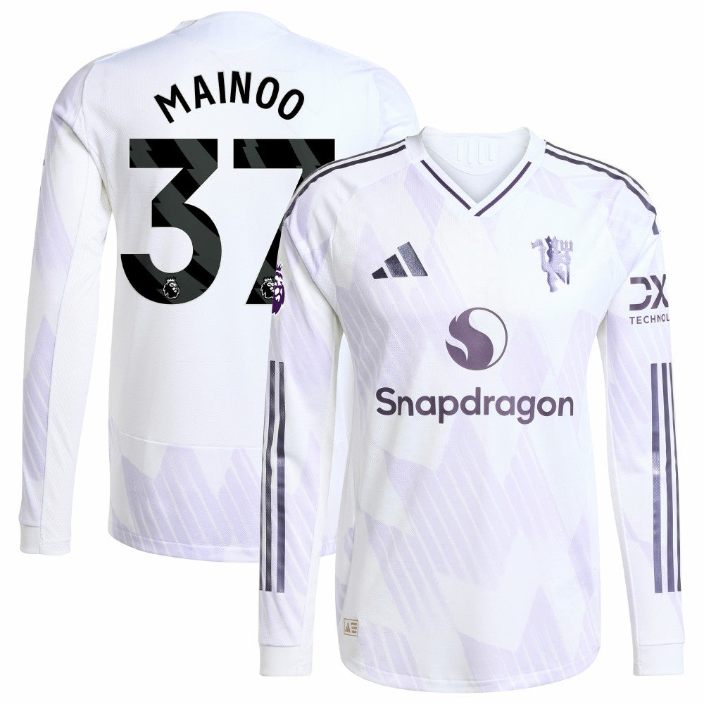 Kobbie Mainoo Manchester United 2025/26 Away Long Sleeve Player Jersey - Adidas White