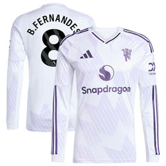 Bruno Fernandes Manchester United 2025/26 Away Replica Long Sleeve Player Jersey - Adidas White