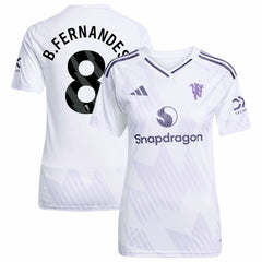 Bruno Fernandes Manchester United Women's 2025/26 Away Replica Player Jersey - Adidas White