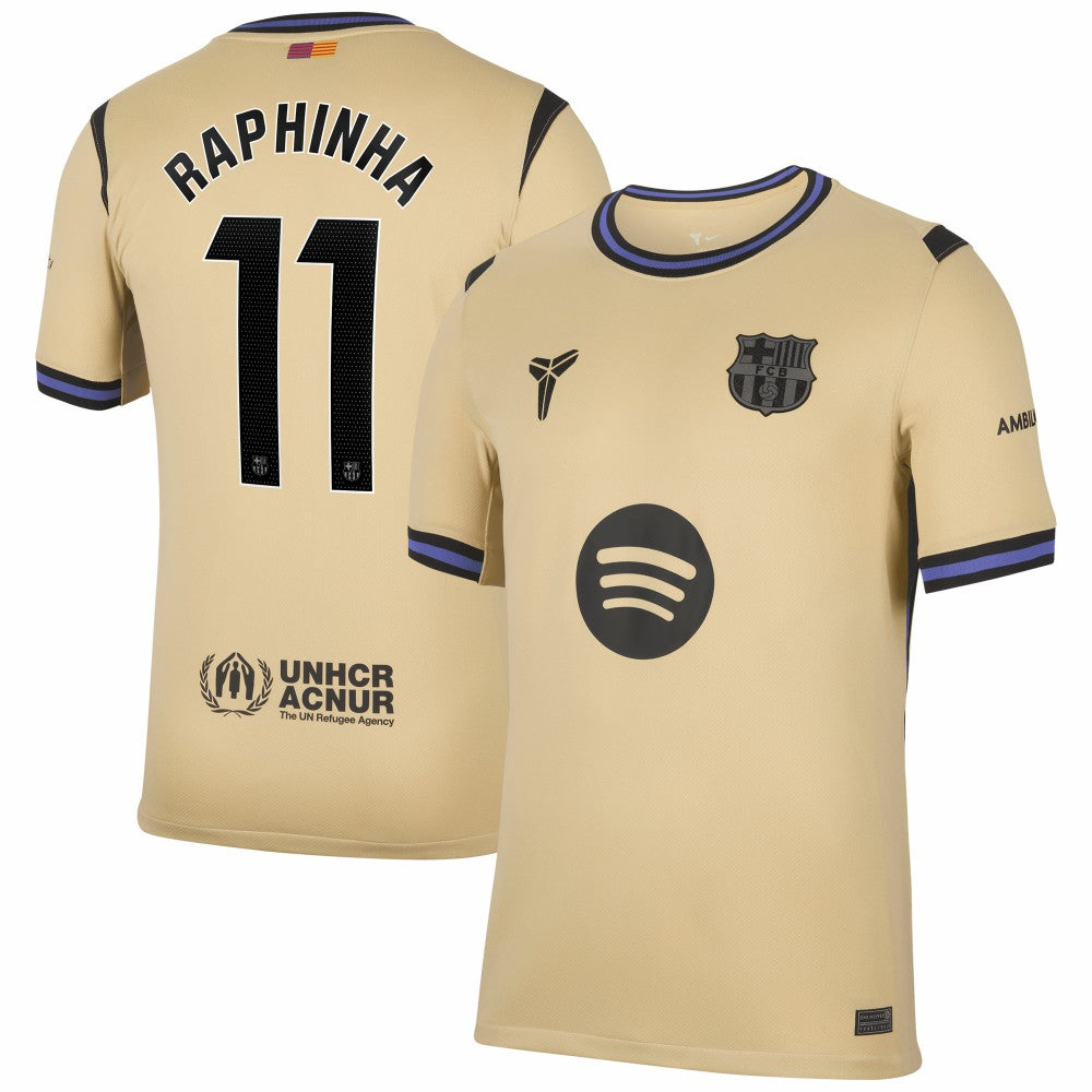 Raphinha Barcelona 2025/26 Away Stadium Replica Jersey - Nike Gold