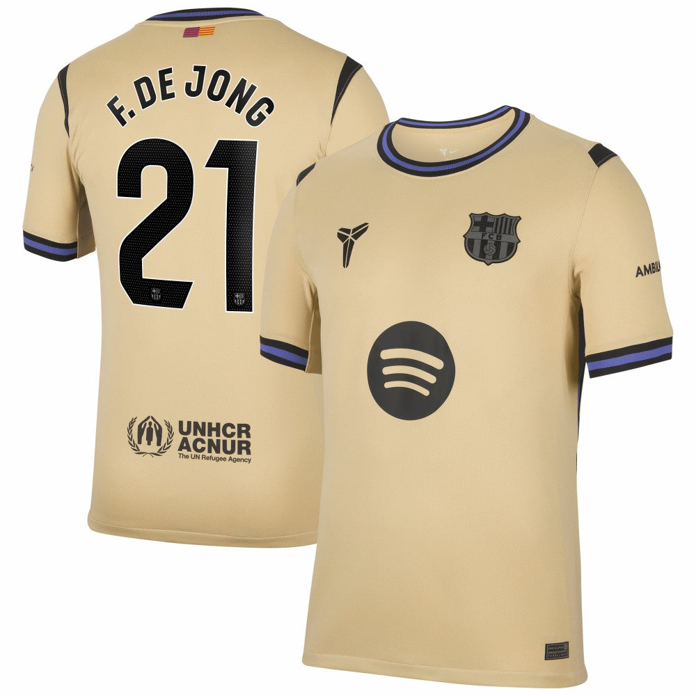 Frenkie de Jong Barcelona 2025/26 Away Stadium Replica Jersey - Nike Gold