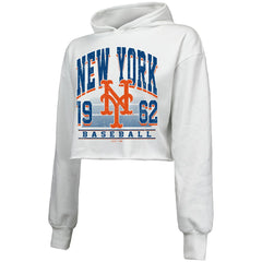 MLB New York Mets Majestic Threads Women's Cropped Have A Field Day Tri-Blend Hoodie