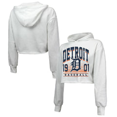 MLB Detroit Tigers Majestic Threads Women's Cropped Have A Field Day Tri-Blend Hoodie