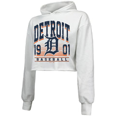 MLB Detroit Tigers Majestic Threads Women's Cropped Have A Field Day Tri-Blend Hoodie