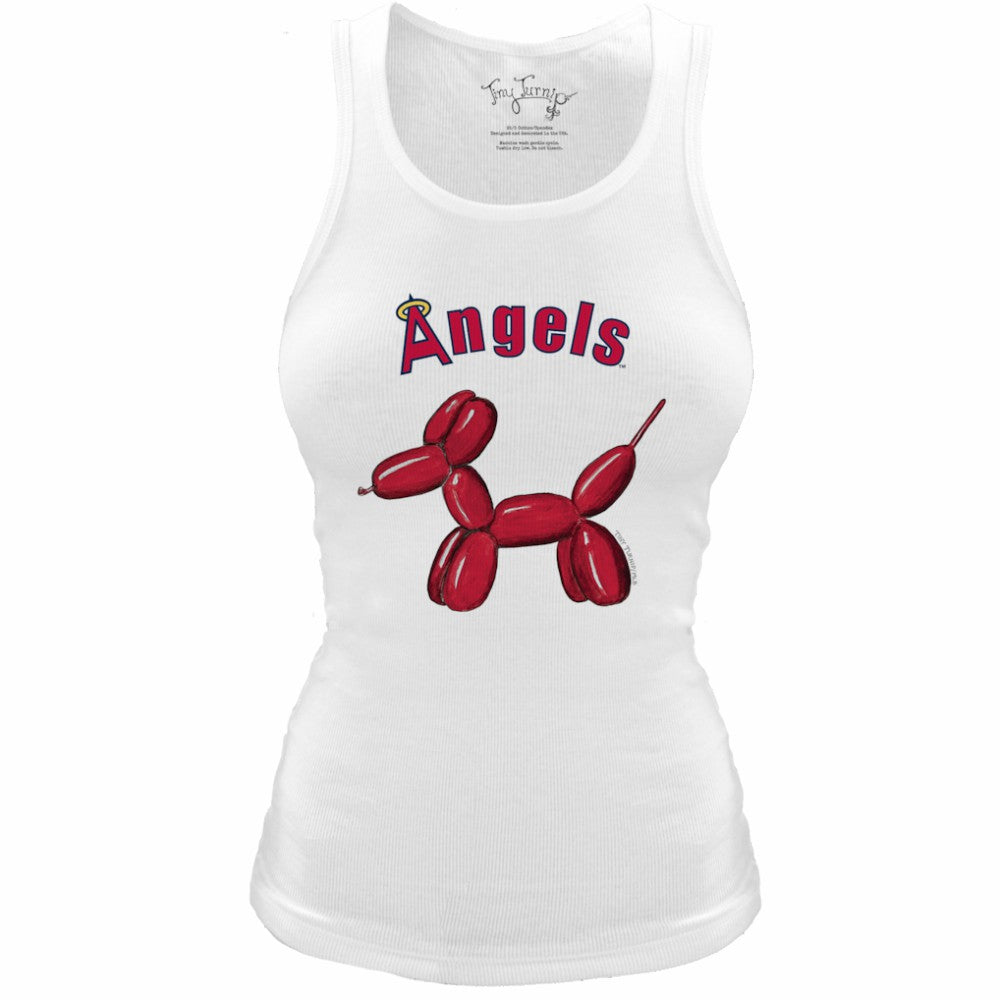 MLB Los Angeles Angels Tiny Turnip Women's Fitted Balloon Dog Tri-Blend Tank Top