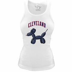 MLB Cleveland Guardians Tiny Turnip Women's Fitted Balloon Dog Tri-Blend Tank Top