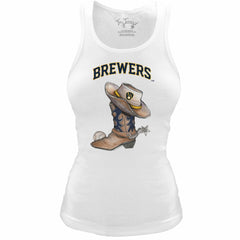 MLB Milwaukee Brewers Tiny Turnip Women's Fitted Vintage Cowboy Boot Tri-Blend Tank Top