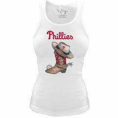 MLB Philadelphia Phillies Tiny Turnip Women's Fitted Vintage Cowboy Boot Tri-Blend Tank Top