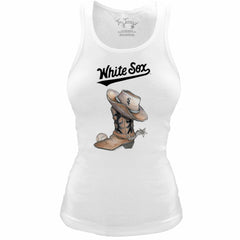 MLB Chicago White Sox Tiny Turnip Women's Fitted Vintage Cowboy Boot Tri-Blend Tank Top