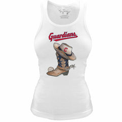 MLB Cleveland Guardians Tiny Turnip Women's Fitted Vintage Cowboy Boot Tri-Blend Tank Top