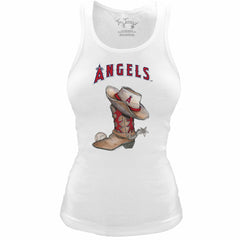 MLB Los Angeles Angels Tiny Turnip Women's Fitted Vintage Cowboy Boot Tri-Blend Tank Top
