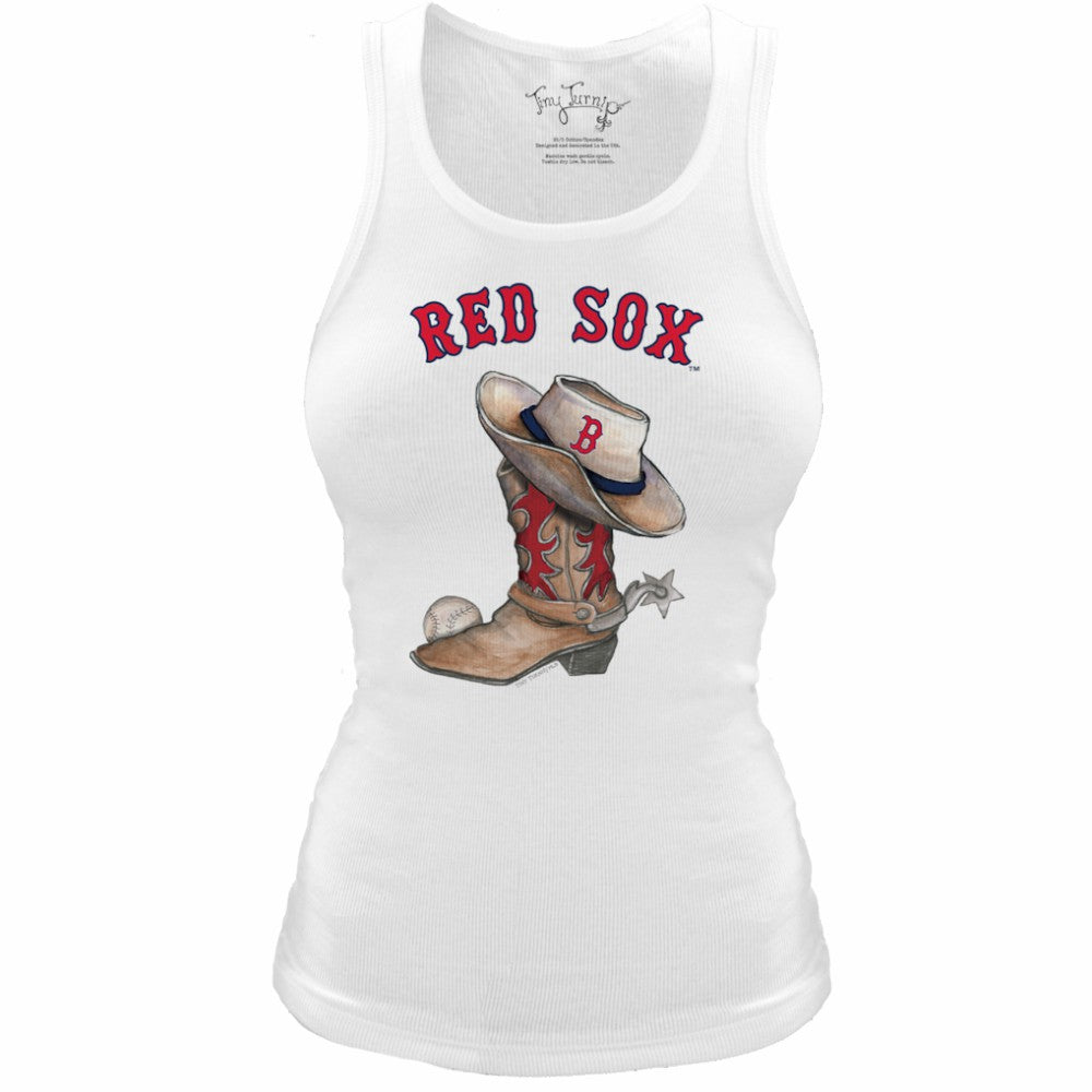 MLB Boston Red Sox Tiny Turnip Women's Fitted Vintage Cowboy Boot Tri-Blend Tank Top