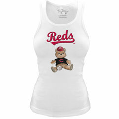 MLB Cincinnati Reds Tiny Turnip Women's Fitted Teddy Bear Tri-Blend Tank Top