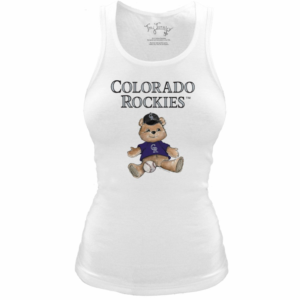 MLB Colorado Rockies Tiny Turnip Women's Fitted Teddy Bear Tri-Blend Tank Top