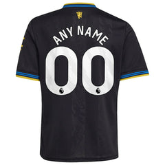 Manchester United Youth 2025/26 Third Replica Custom Jersey - Adidas Black