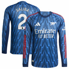 William Saliba Arsenal 2025/26 Away Long Sleeve Player Jersey - Adidas Blue
