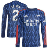William Saliba Arsenal 2025/26 Away Replica Long Sleeve Player Jersey - Adidas Blue