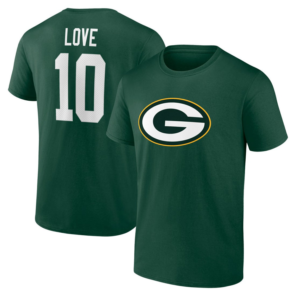 Jordan Love Icon Name & Number T-Shirt - Green Bay Packers