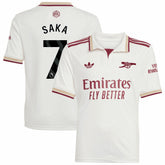 Bukayo Saka Arsenal Youth 2025/26 Third Replica Player Jersey - Adidas White