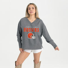 Gameday Couture Women's French Terry V-Neck Pullover Sweatshirt - Cleveland Browns