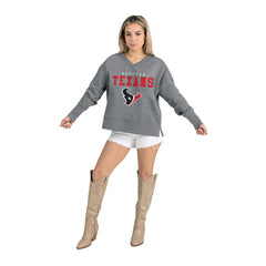 Gameday Couture Women's French Terry V-Neck Pullover Sweatshirt - Houston Texans
