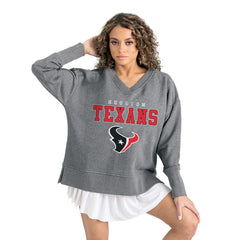Gameday Couture Women's French Terry V-Neck Pullover Sweatshirt - Houston Texans