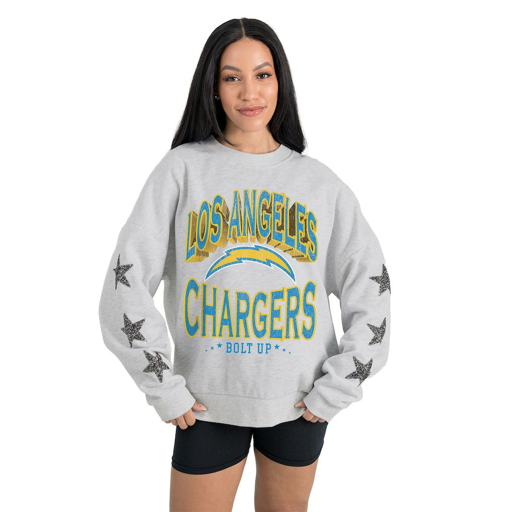 Gameday Couture Women's Resilience Relaxed Rhinestone Pullover Sweatshirt - Los Angeles Chargers