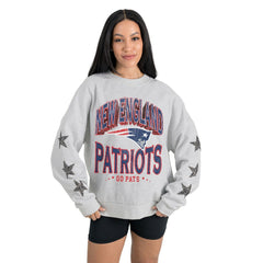 Gameday Couture Women's Resilience Relaxed Rhinestone Pullover Sweatshirt - New England Patriots