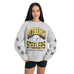 Gameday Couture Women's Resilience Relaxed Rhinestone Pullover Sweatshirt - Pittsburgh Steelers