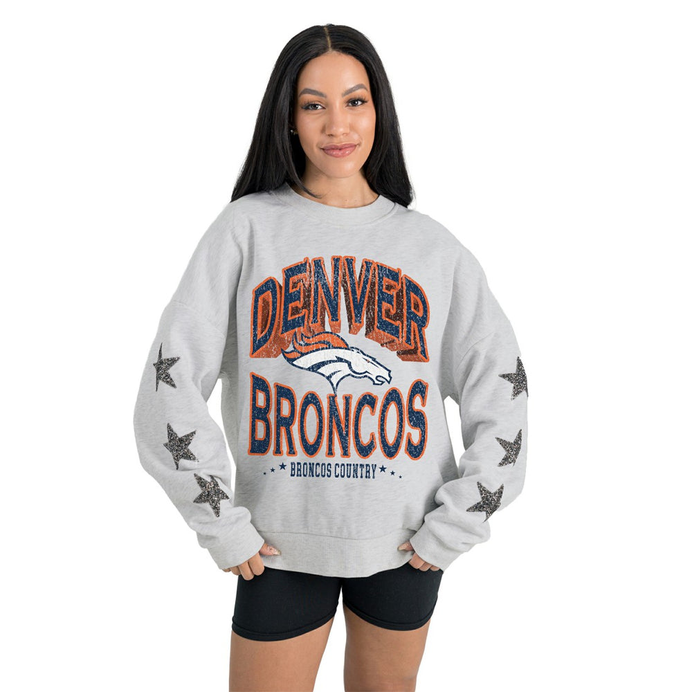Gameday Couture Women's Resilience Relaxed Rhinestone Pullover Sweatshirt - Denver Broncos