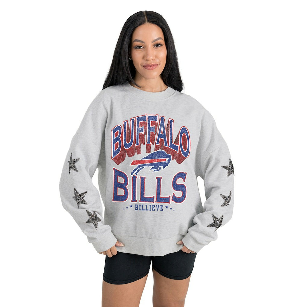 Gameday Couture Women's Resilience Relaxed Rhinestone Pullover Sweatshirt - Buffalo Bills