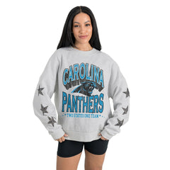 Gameday Couture Women's Resilience Relaxed Rhinestone Pullover Sweatshirt - Carolina Panthers