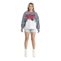 Gameday Couture Women's Oversized Faded Wash Tri-Blend Pullover Sweatshirt - New England Patriots