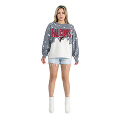 Gameday Couture Women's Oversized Faded Wash Tri-Blend Pullover Sweatshirt - Atlanta Falcons